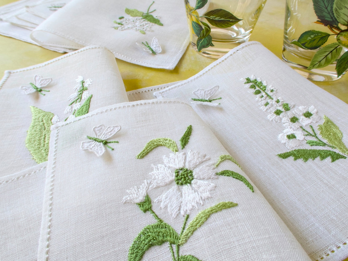 Butterflies &amp; Flowers Rapisardi Italian Cocktail Napkins, Set of 12