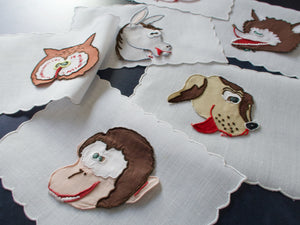 Naughty Animals Vintage Madeira Cocktail Napkins, Set of 6
