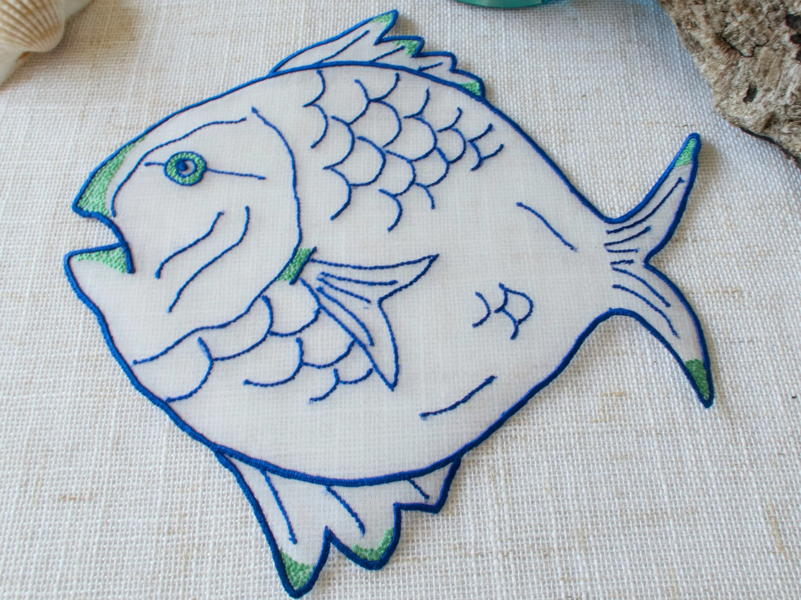 Catch of the Day Madeira Organdy Fish Cocktail Napkins, Set of 6