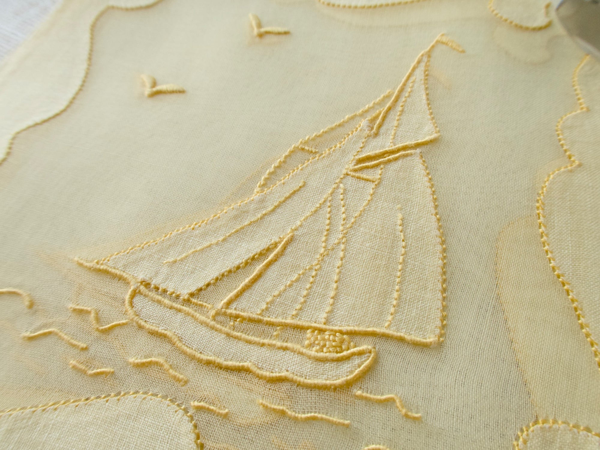 Sailboats in Yellow Vintage Madeira Cocktail Napkins, Set of 6