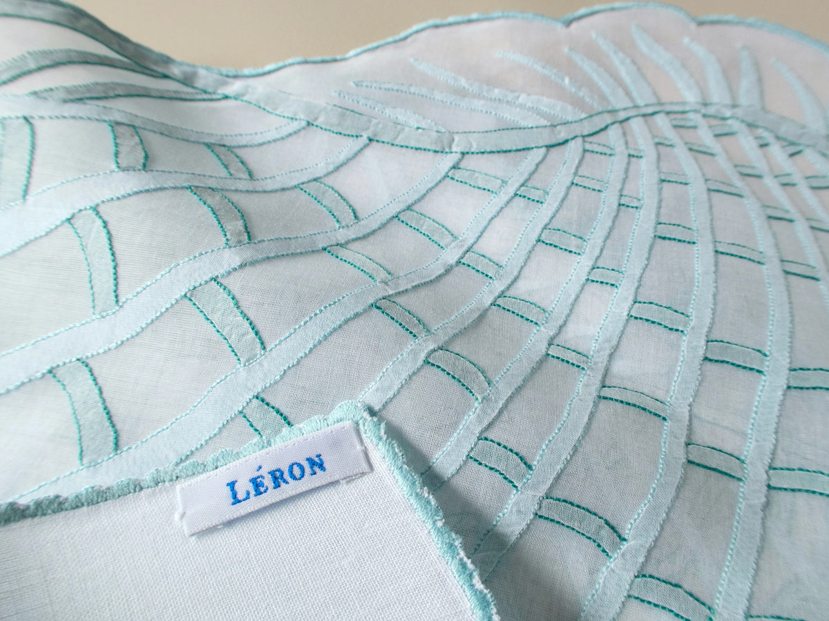 Sculptural Sea Shell Vintage Léron Organdy 16pc Placemat Set for 8