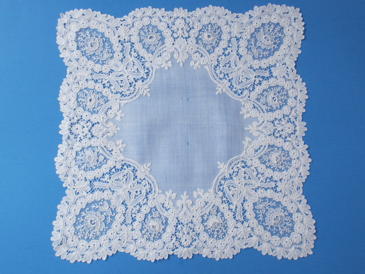 Antique Point de Gaze Lace Handkerchief