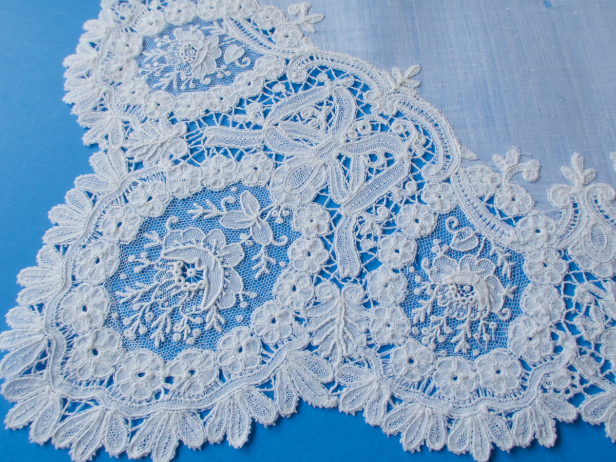 Antique Point de Gaze Lace Handkerchief