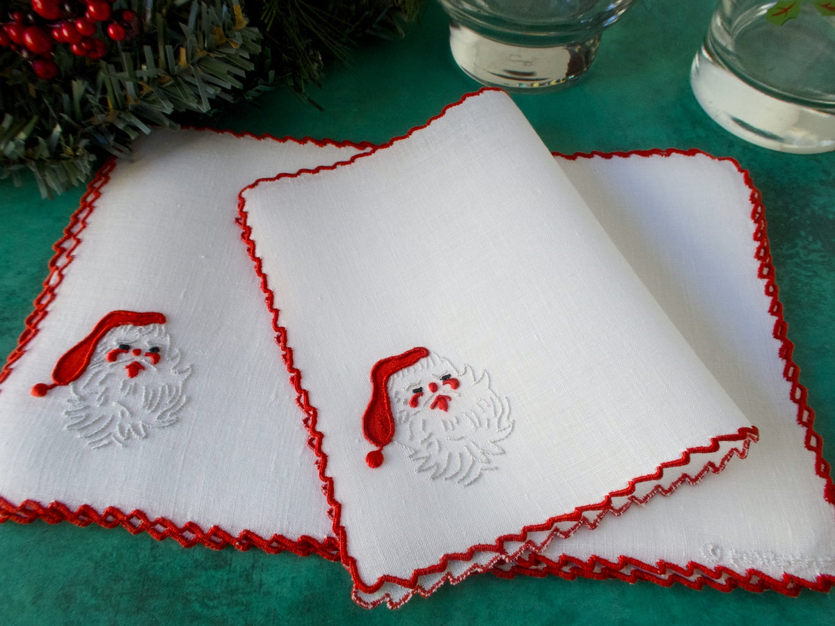 &quot;Papa Noel&quot; Vintage Marghab Santa Cocktail Napkins, Set of 6
