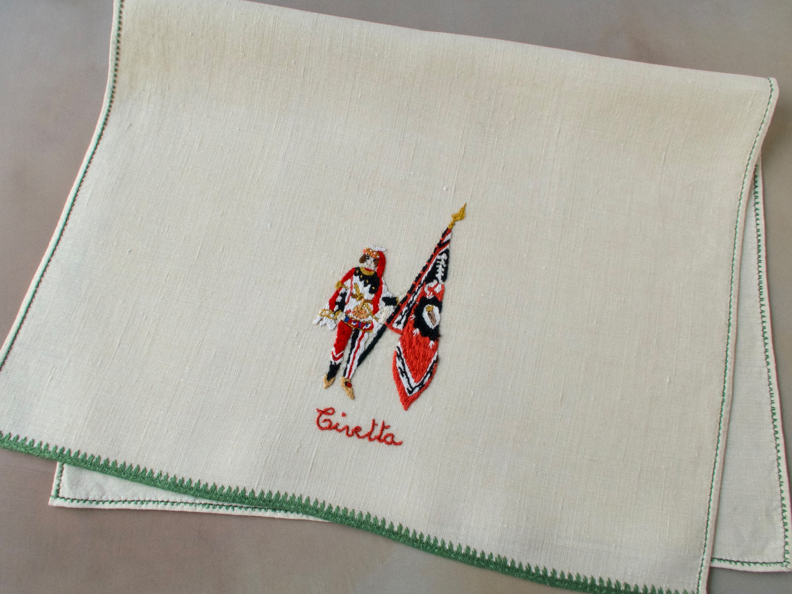 Siena Palio Civetta Flag Bearer, Vintage Rapisardi Hand Towel