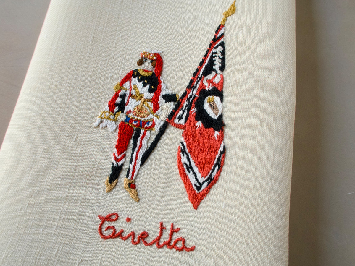Siena Palio Civetta Flag Bearer, Vintage Rapisardi Hand Towel