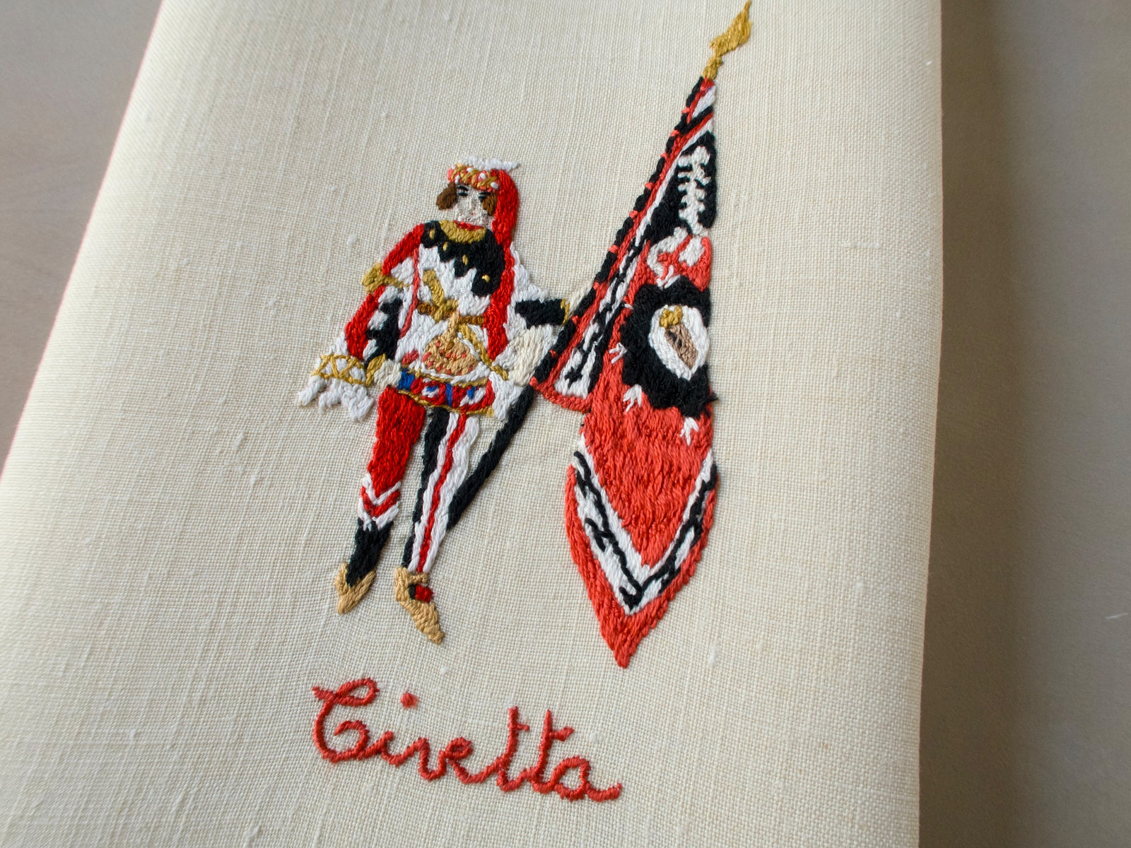 Siena Palio Civetta Flag Bearer, Vintage Rapisardi Hand Towel