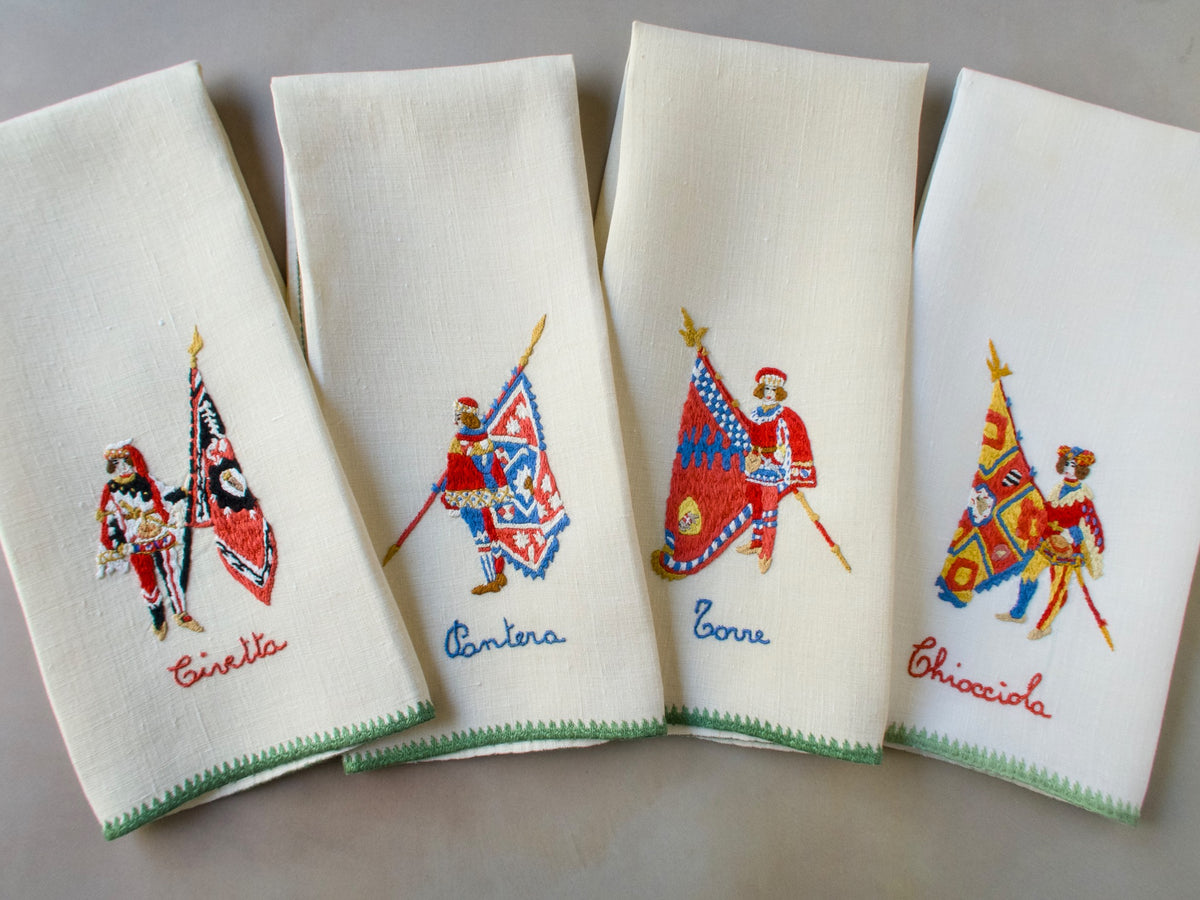 Siena Palio Chiocciola Flag Bearer, Vintage Rapisardi Hand Towel