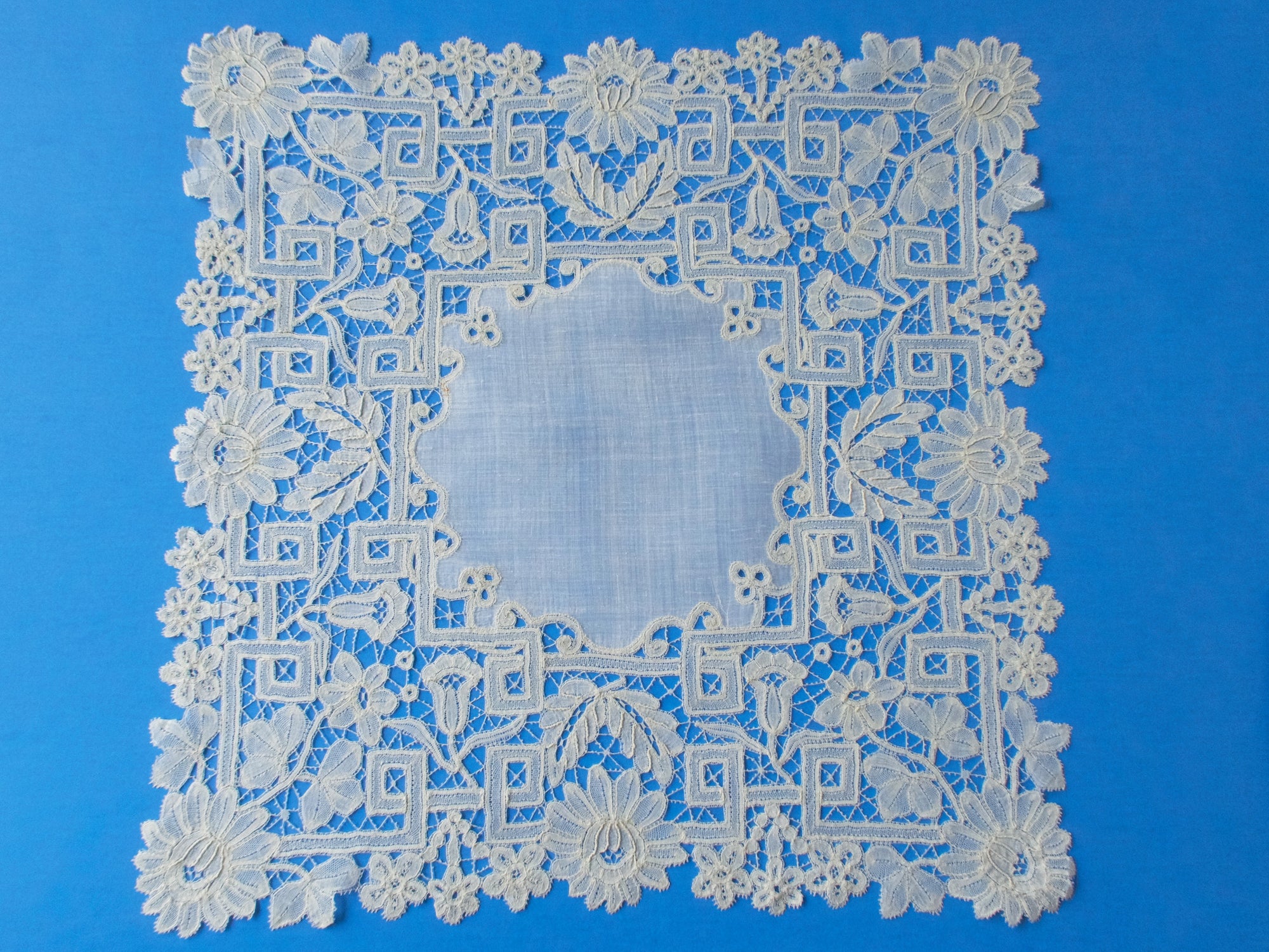 Antique Brussels Lace Handkerchief w/ Provenance