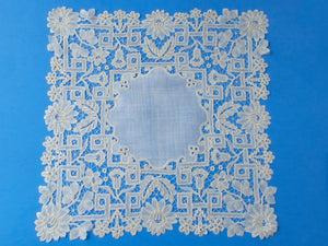 Antique Brussels Lace Handkerchief w/ Provenance