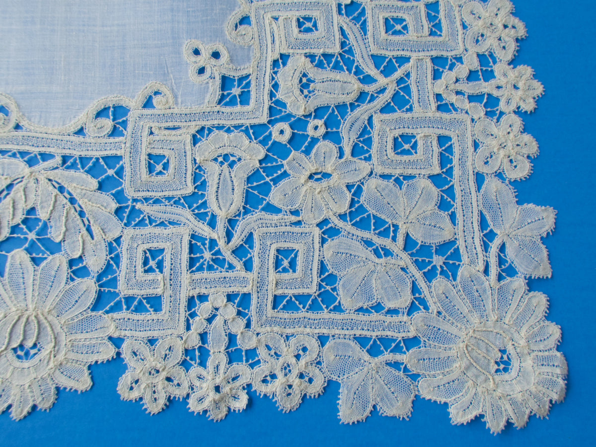 Antique Brussels Lace Handkerchief w/ Provenance