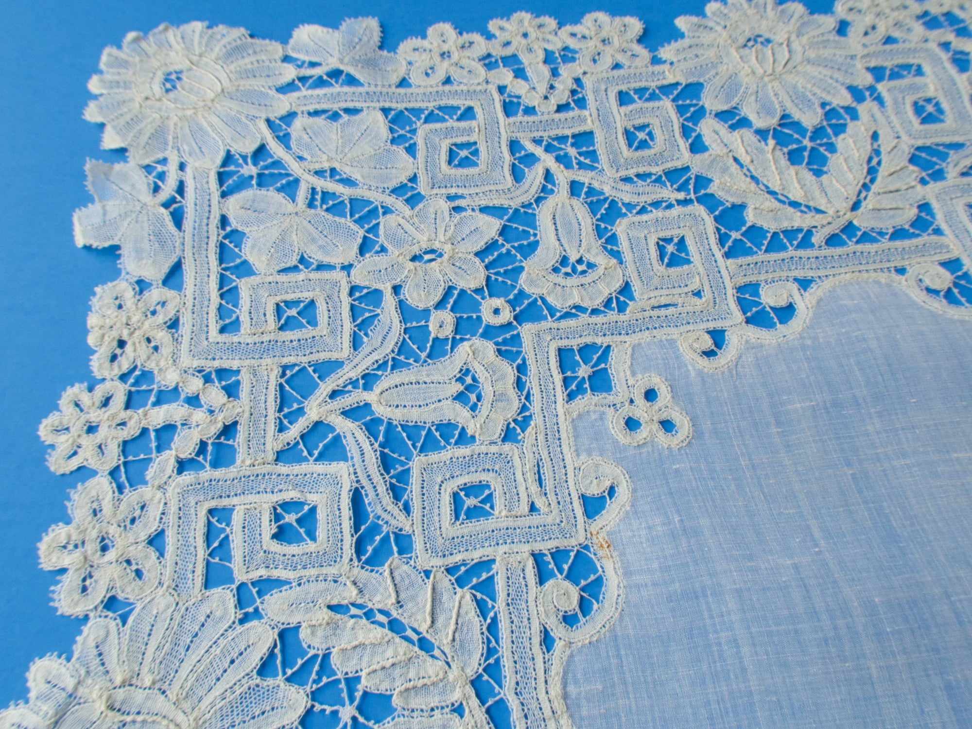 Antique Brussels Lace Handkerchief w/ Provenance