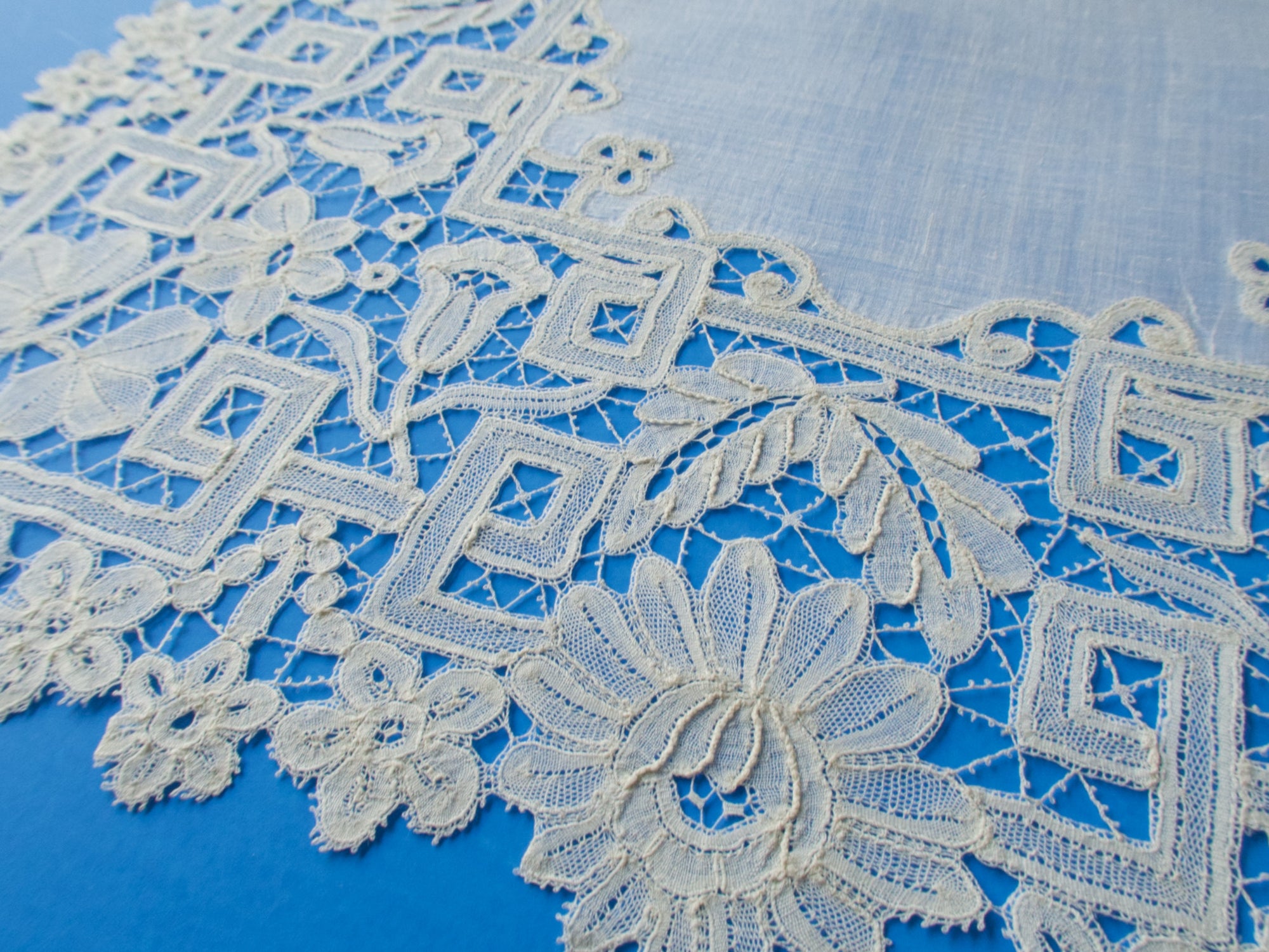 Antique Brussels Lace Handkerchief w/ Provenance