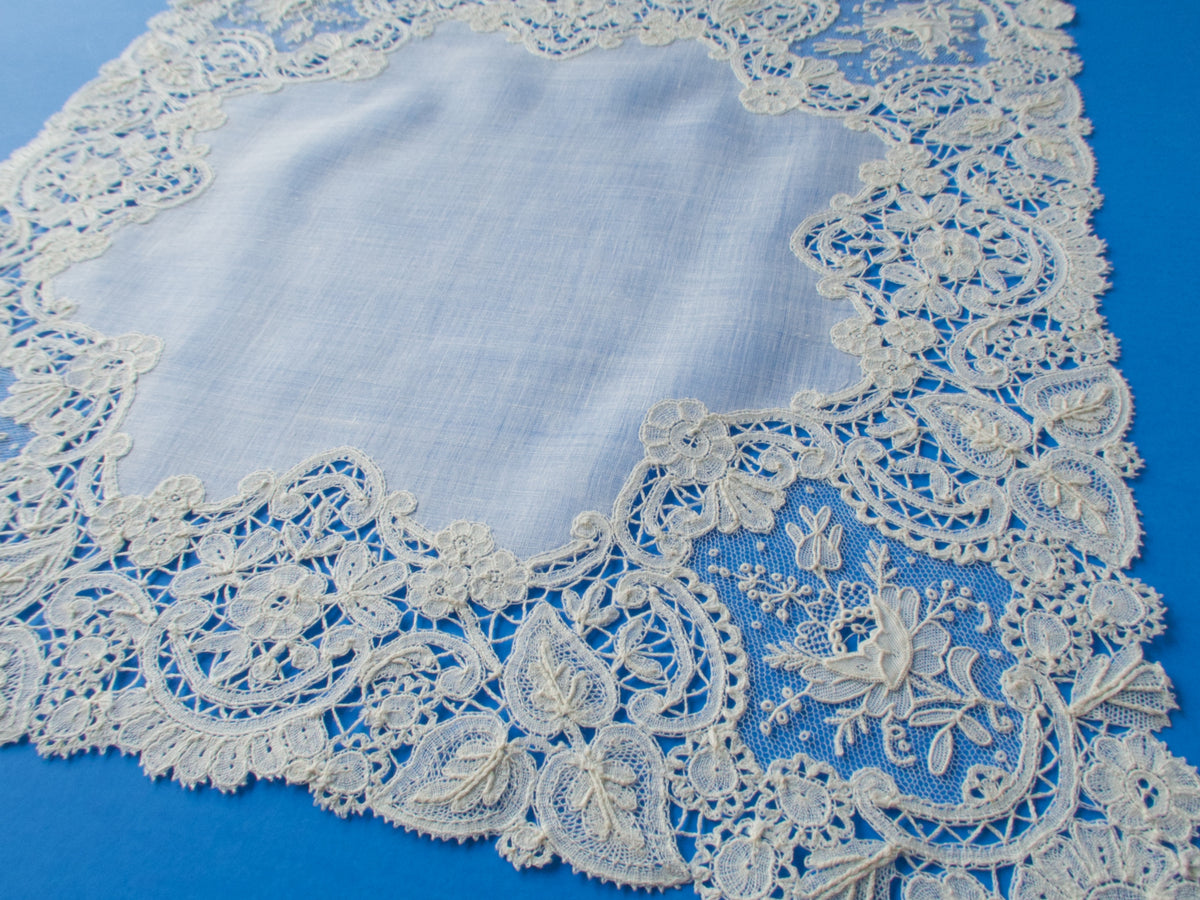 Antique Point de Gaze Lace Handkerchief