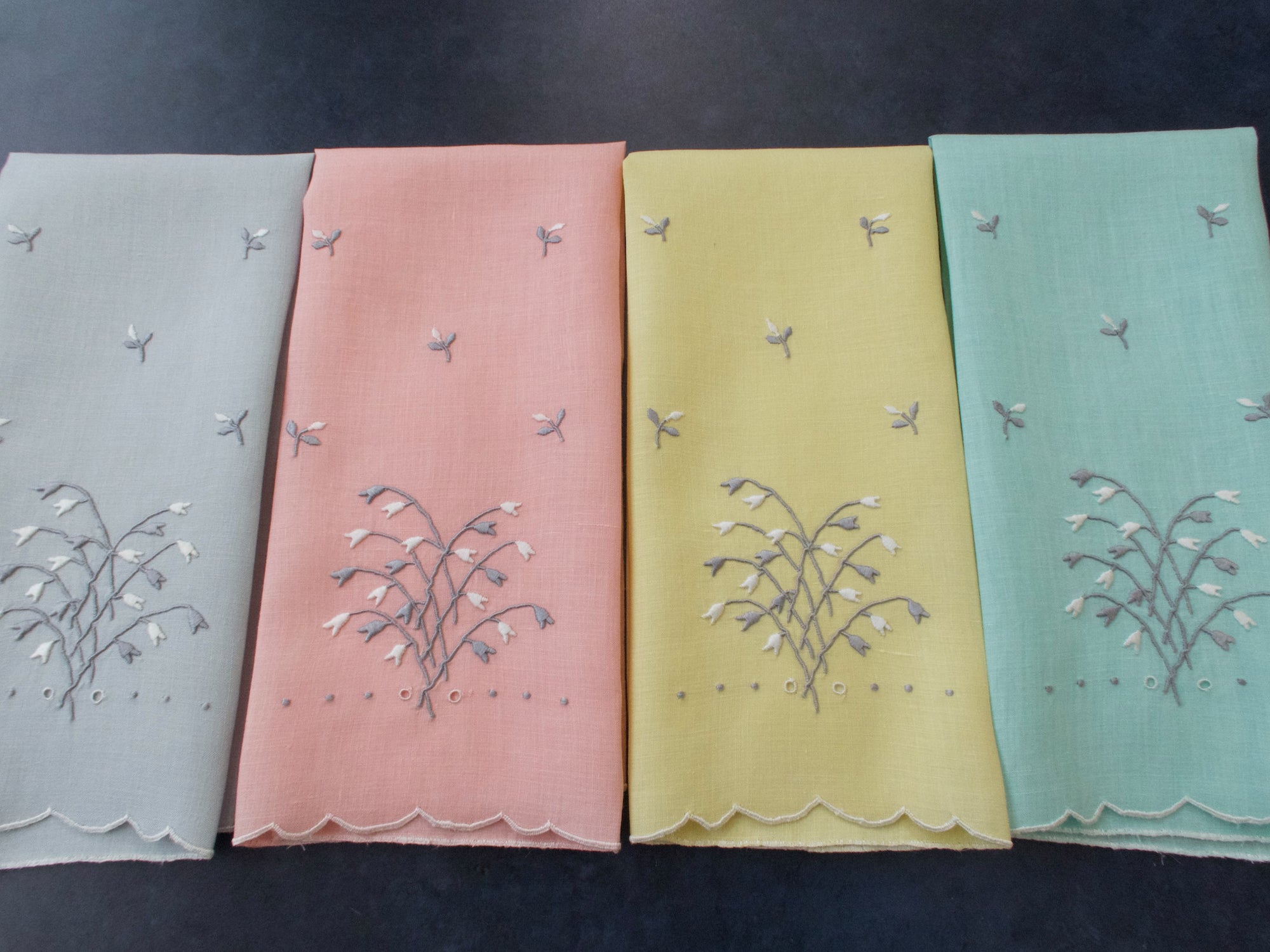 Colorful Vintage Madeira Guest Towels, Set of 4