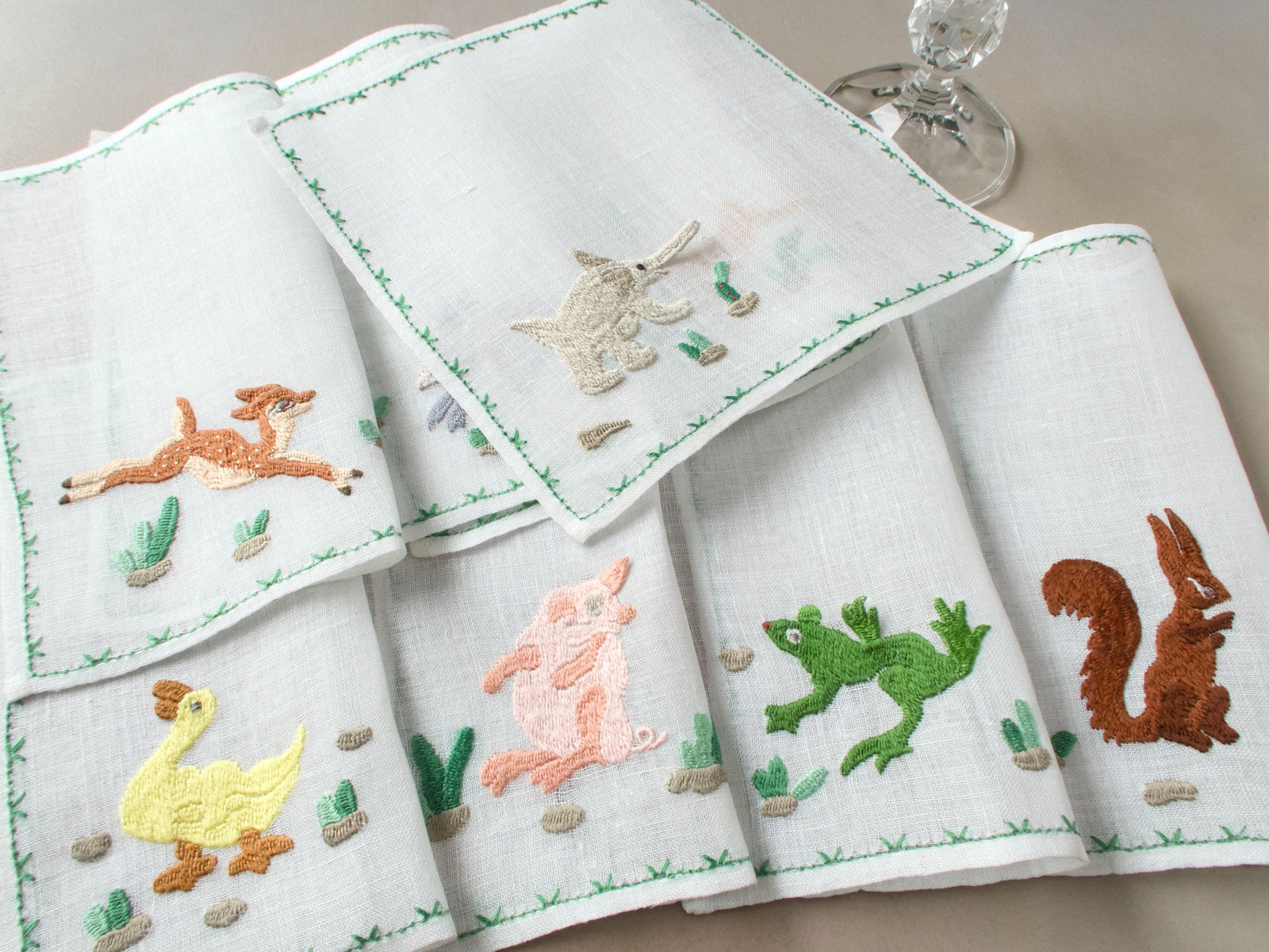 Animal Motifs Rapisardi Vintage Italian Cocktail Napkins, Set of 8