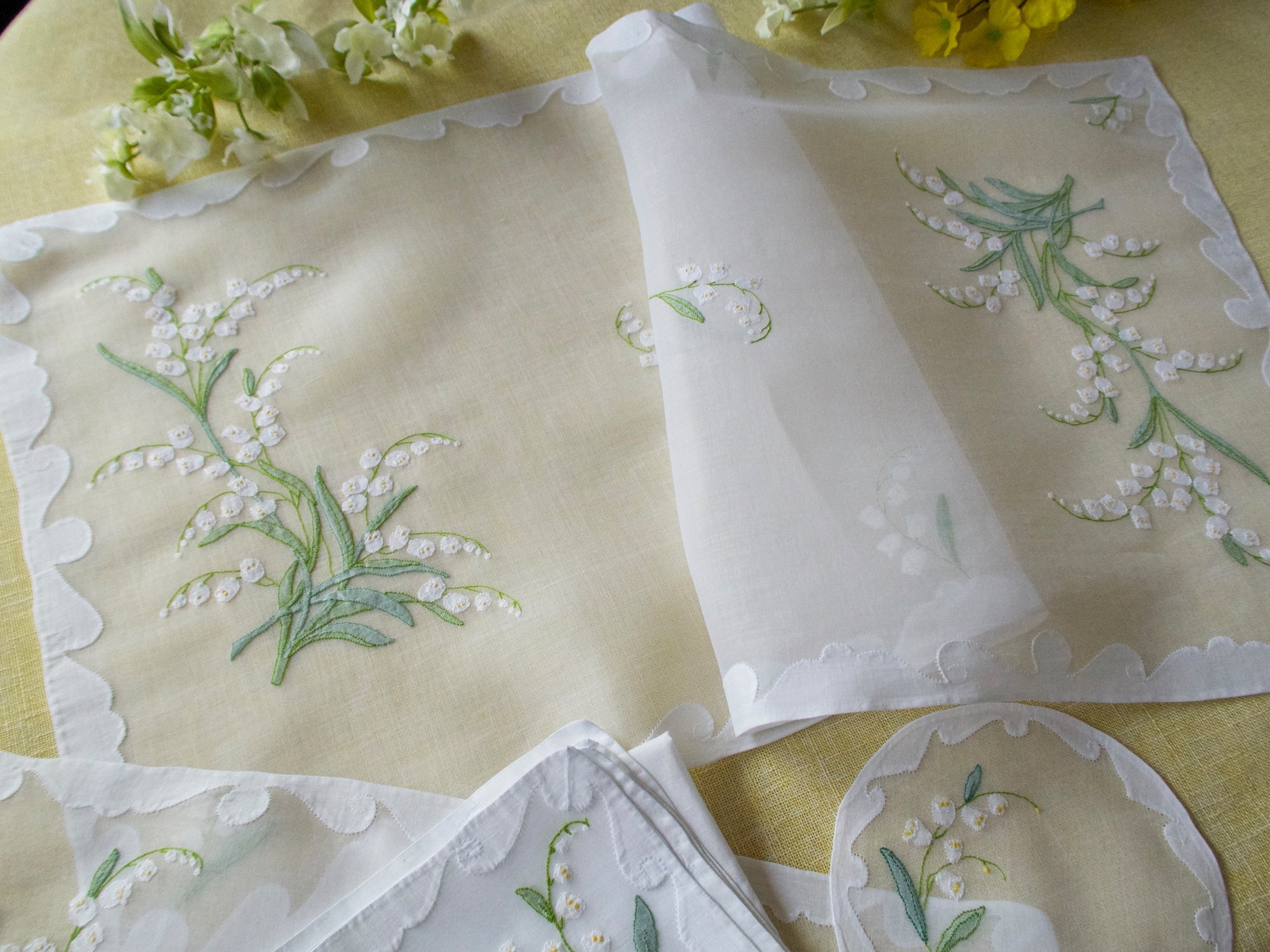Lily of the Valley Vintage Madeira 37pc Placemat Set for 12