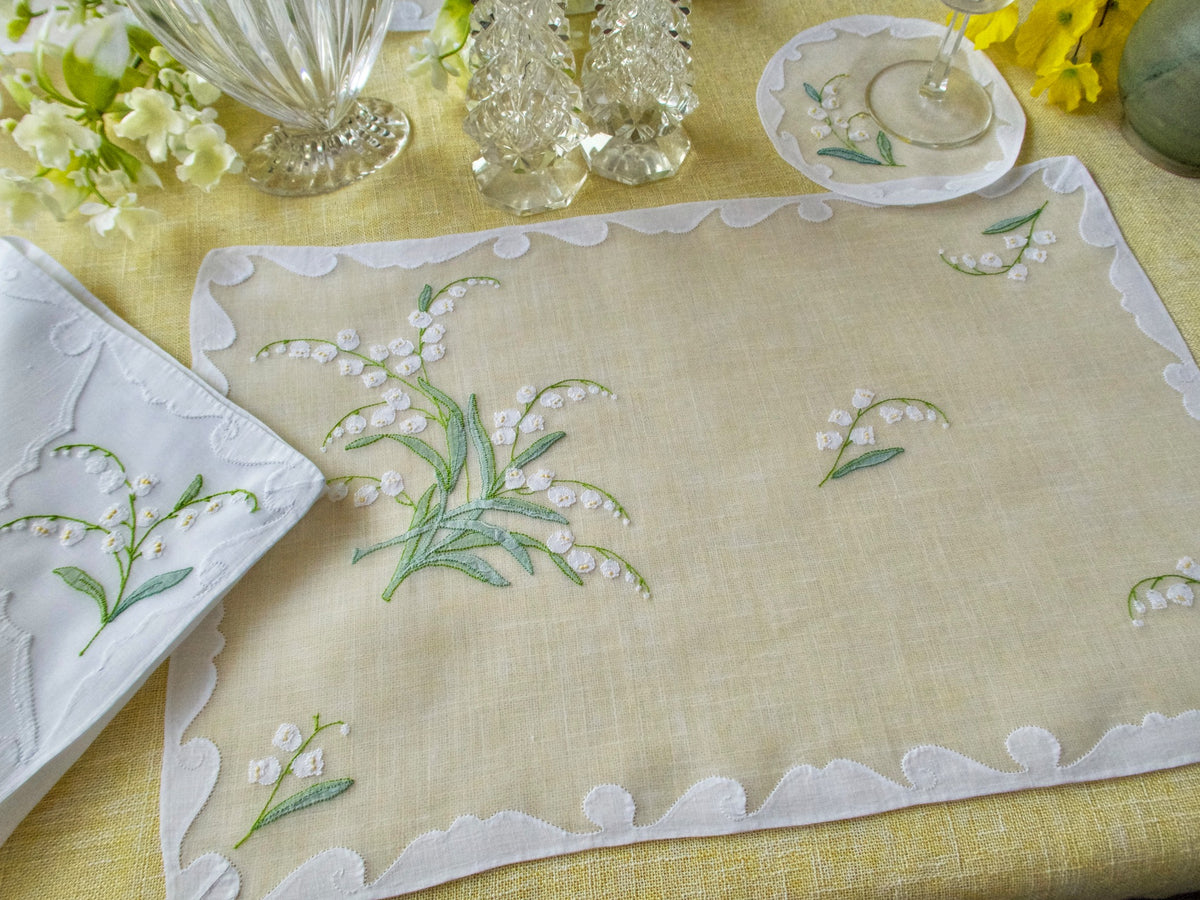 Lily of the Valley Vintage Madeira 37pc Placemat Set for 12