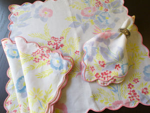 Floral Vintage D Porthault Linen 19" Napkins, Set of 4