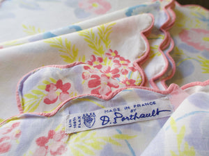 Floral Vintage D Porthault Linen 19" Napkins, Set of 4