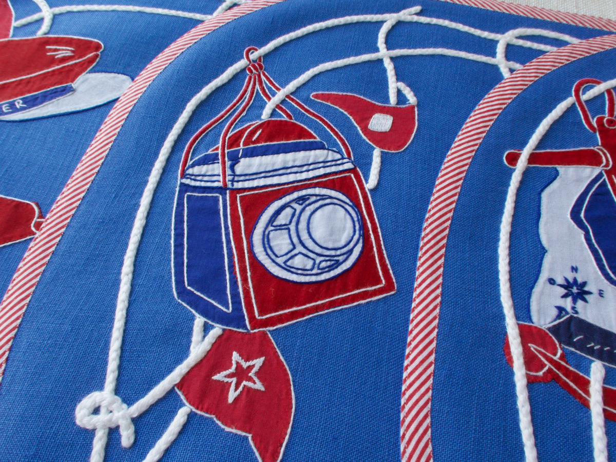 Striking Nautical Placemats - Set of 8 Vintage French Hand Embroidered Linens