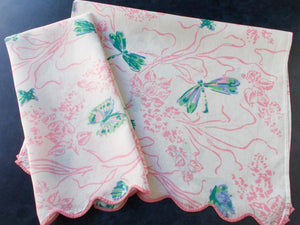Dragonflies Linen Guest Towels Vintage D Porthault, Set of 2