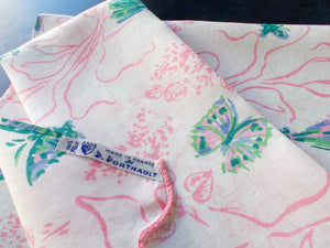 Dragonflies Linen Guest Towels Vintage D Porthault, Set of 2