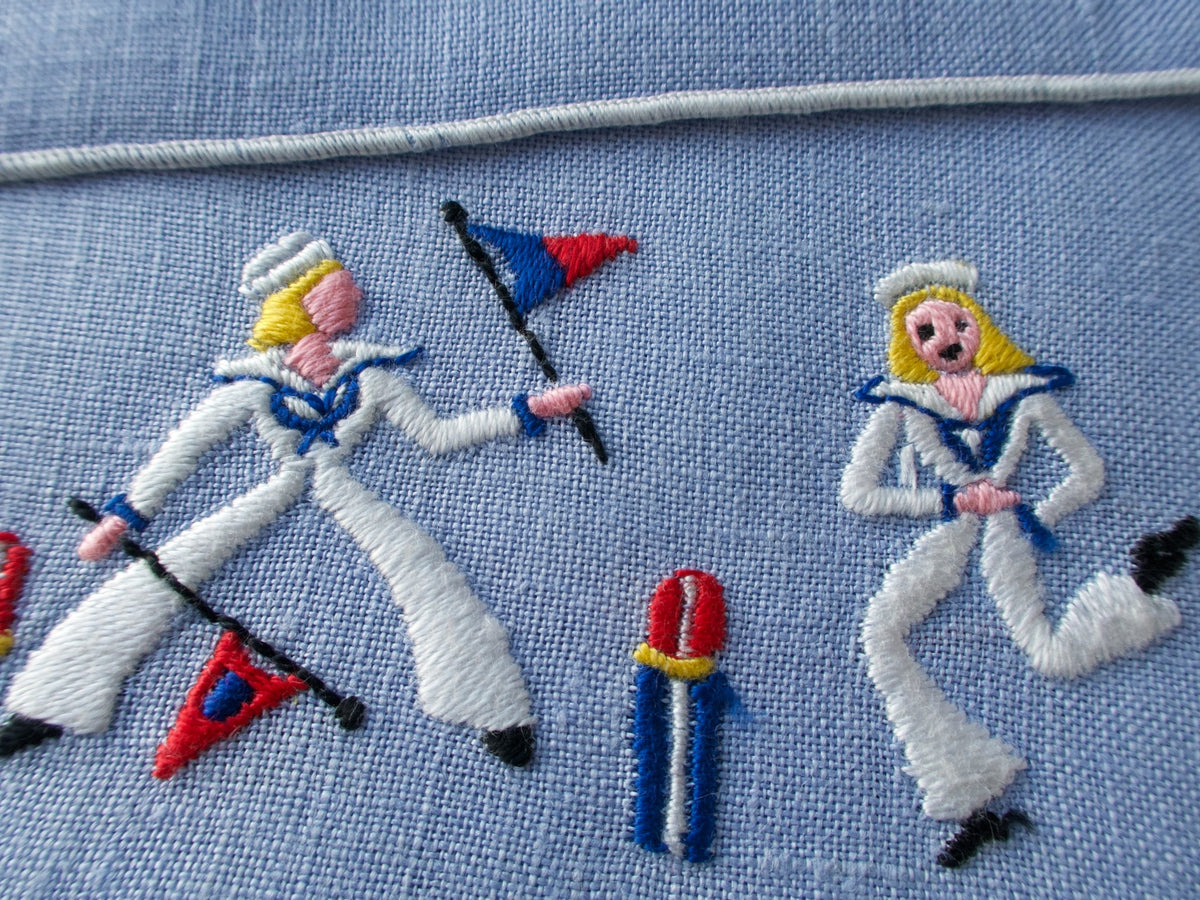 Sailor Girls Vintage Midcentury Guest Towels, Set of 2