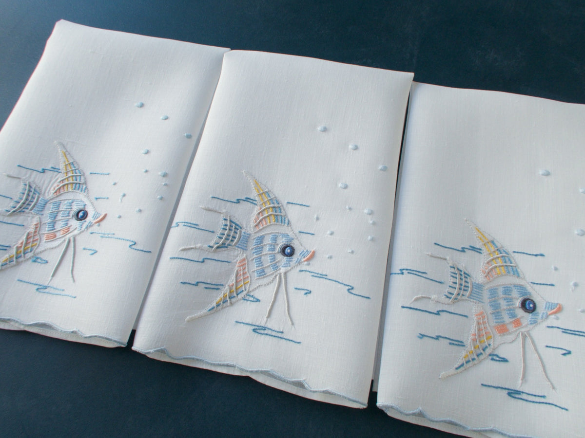 Colorful Fish Vintage Madeira Guest Towels, Set of 3