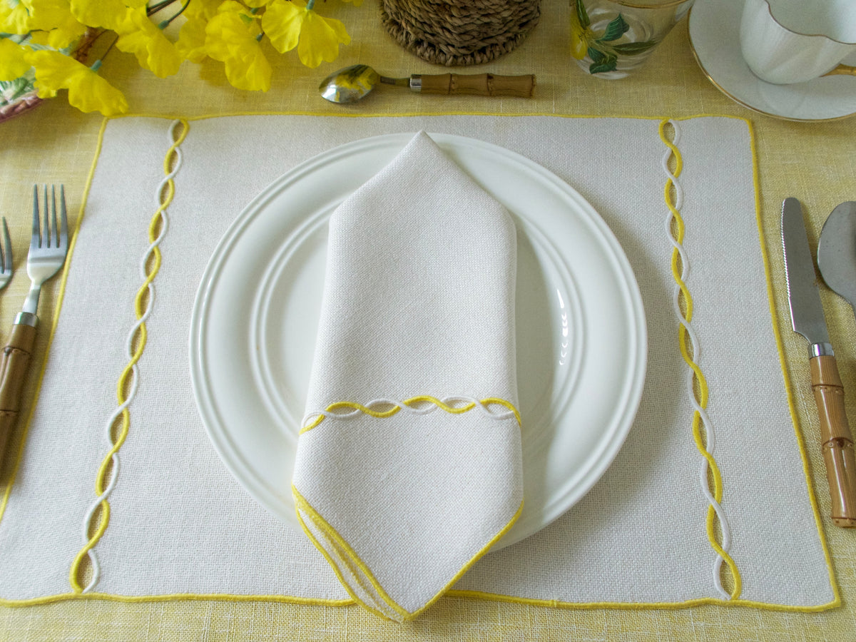 Andante&quot; Vintage Marghab Linen 16pc Placemat Set for 8