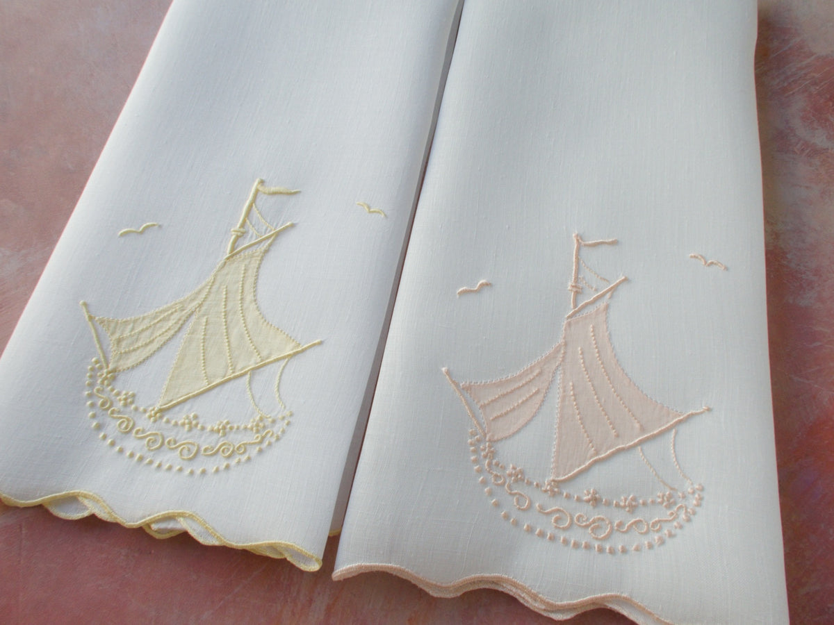 &quot;Dreamboat&quot; Vintage Marghab Guest Towels, Set of 2