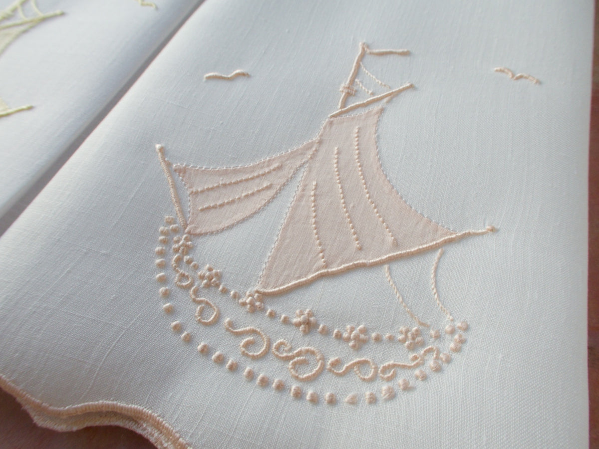 &quot;Dreamboat&quot; Vintage Marghab Guest Towels, Set of 2