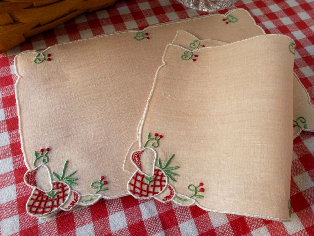 Picnic Fruits in Red Vintage Madeira Cocktail Napkins, Set of 6