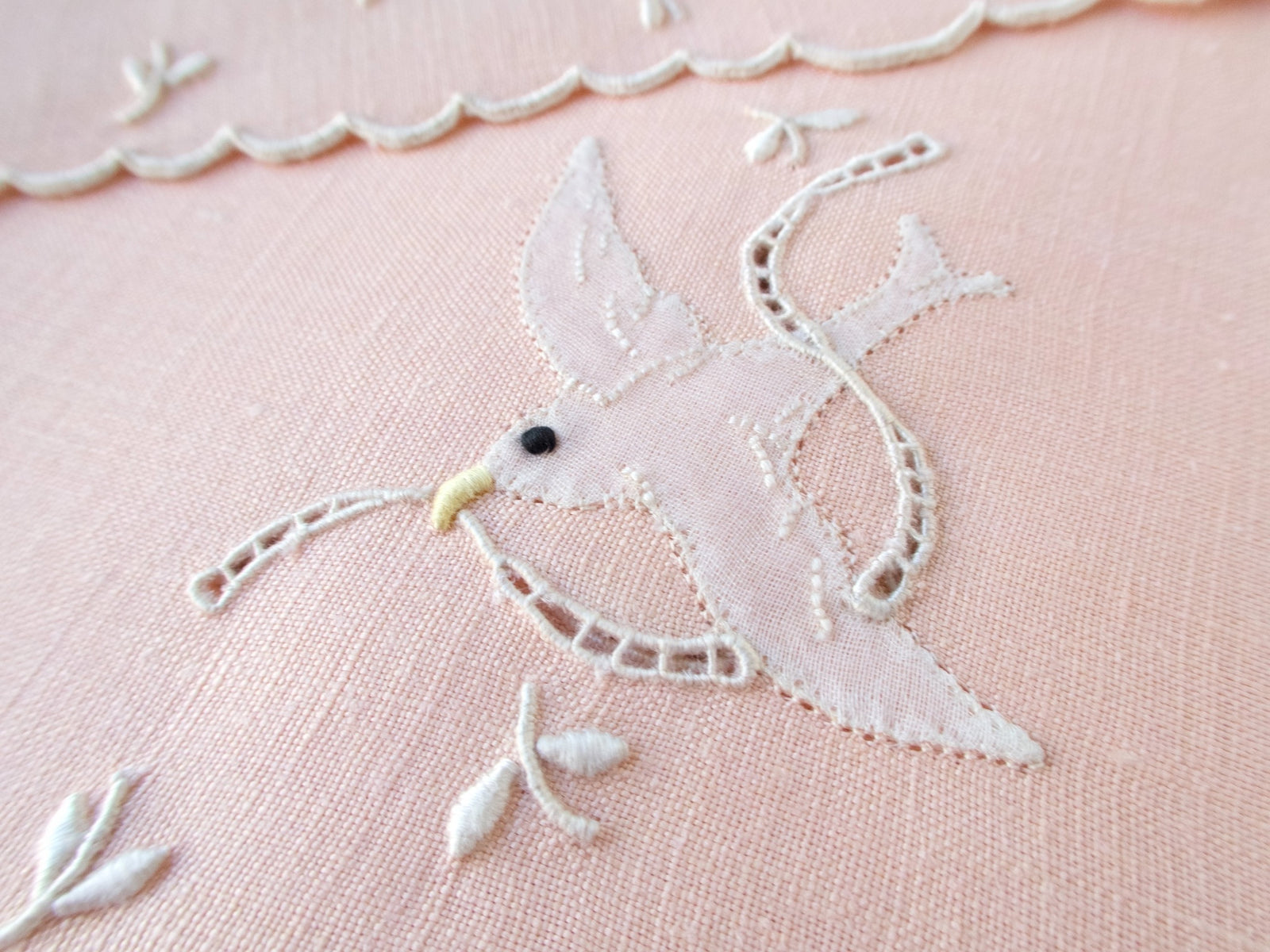 Doves & Ribbons Vintage Madeira Linen Cocktail Napkins, Set of 6