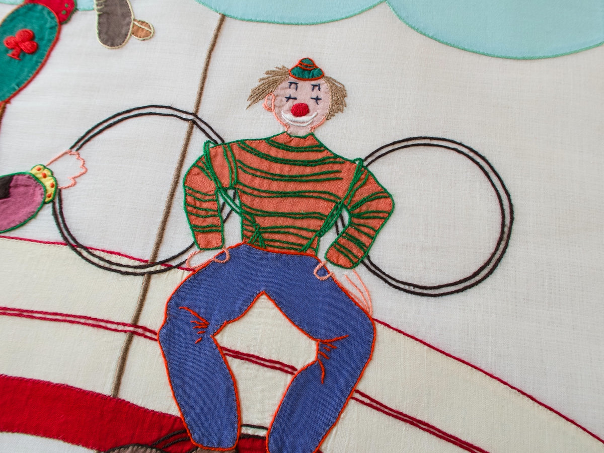 Vintage Italian Circus Placemats, Hand Embroidered, Set of 8