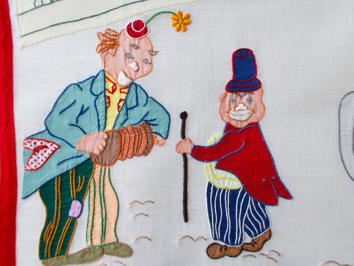 Vintage Italian Circus Placemats, Hand Embroidered, Set of 8