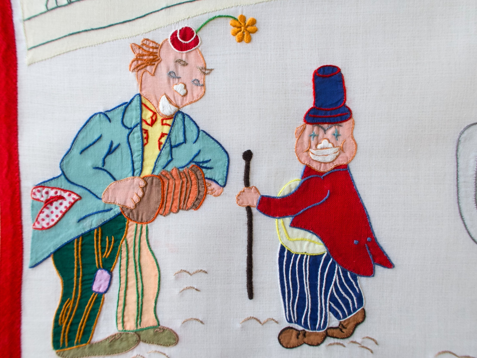 Vintage Italian Circus Placemats, Hand Embroidered, Set of 8