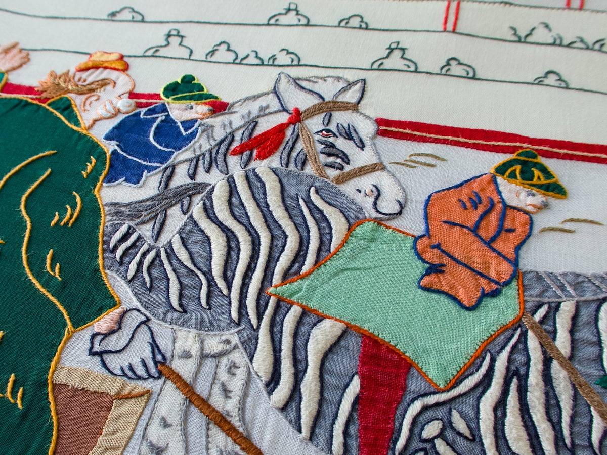 Vintage Italian Circus Placemats, Hand Embroidered, Set of 8