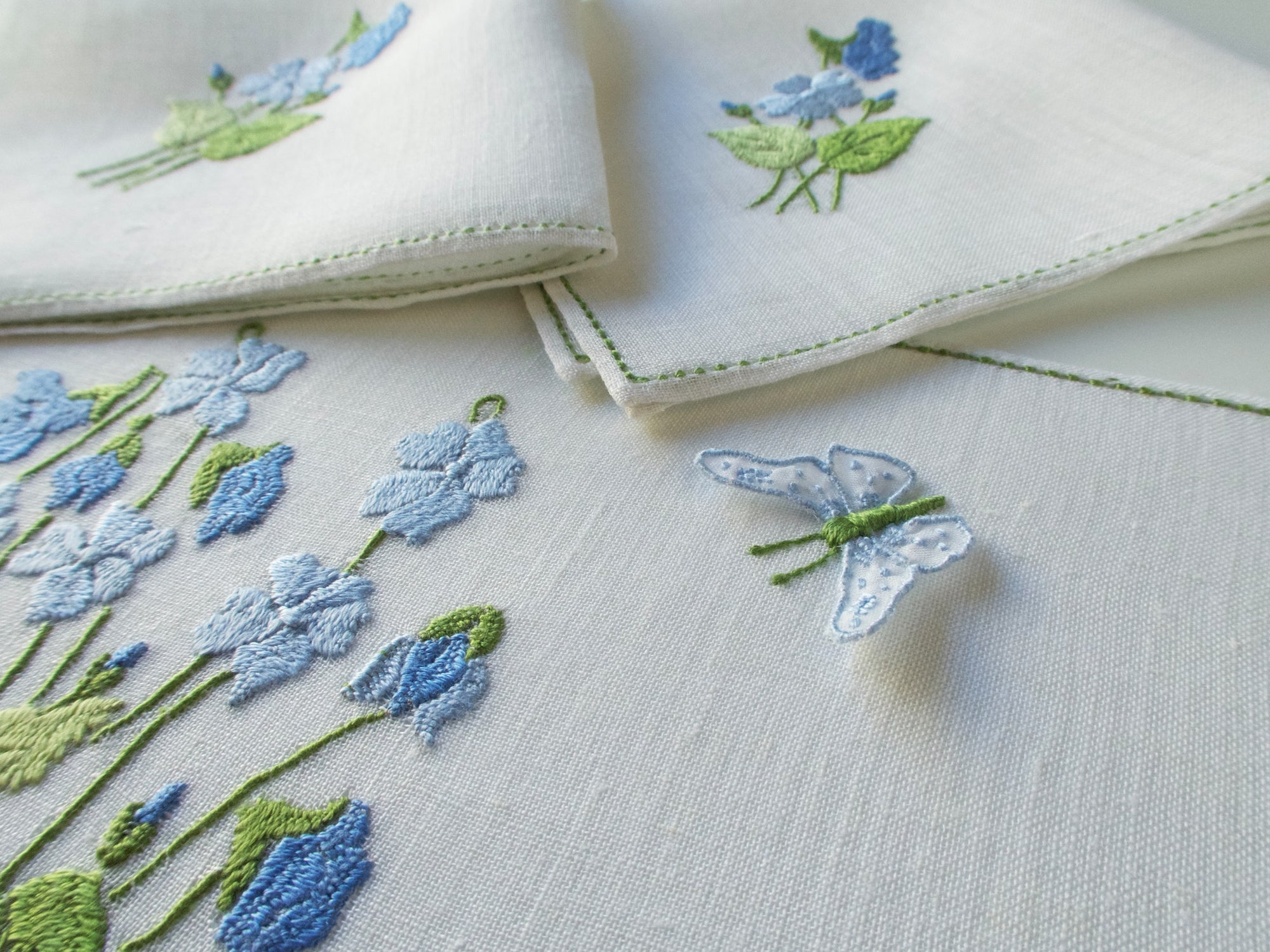 Butterfly & Blues Vintage Rapisardi Italian Linen 3pc Breakfast Set