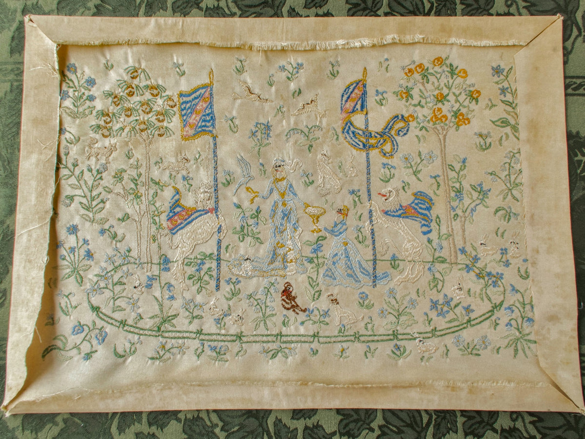 The Lady and the Unicorn - Vintage Rapisardi Embroidered Panel, Unframed