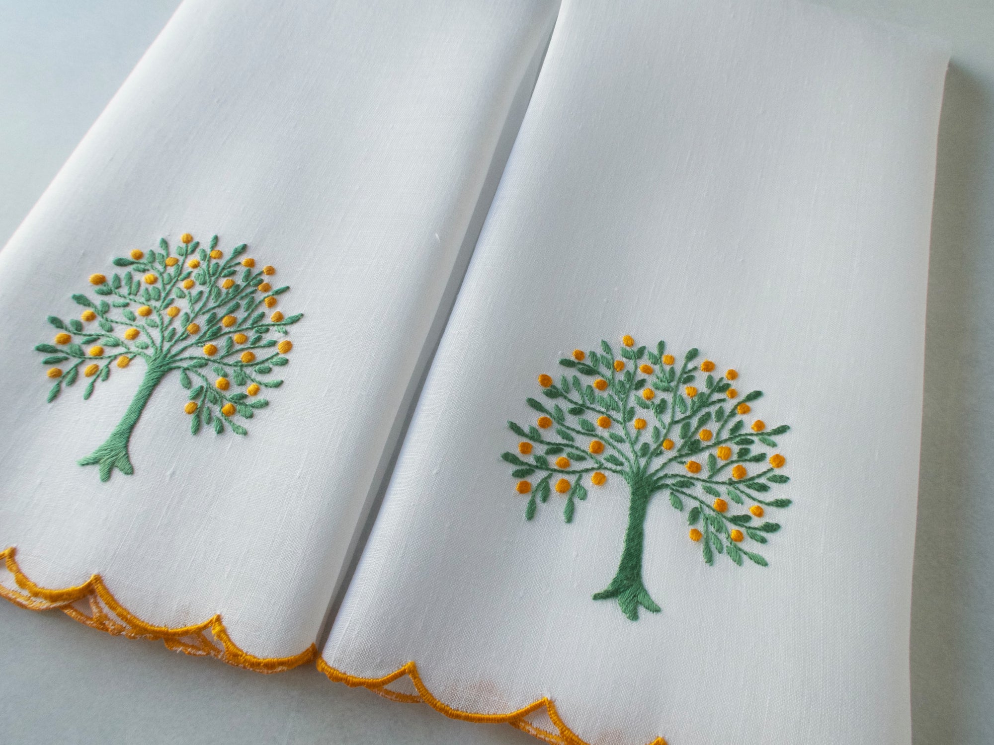 Orange Trees Vintage Madeira Guest Towels, Set of 2