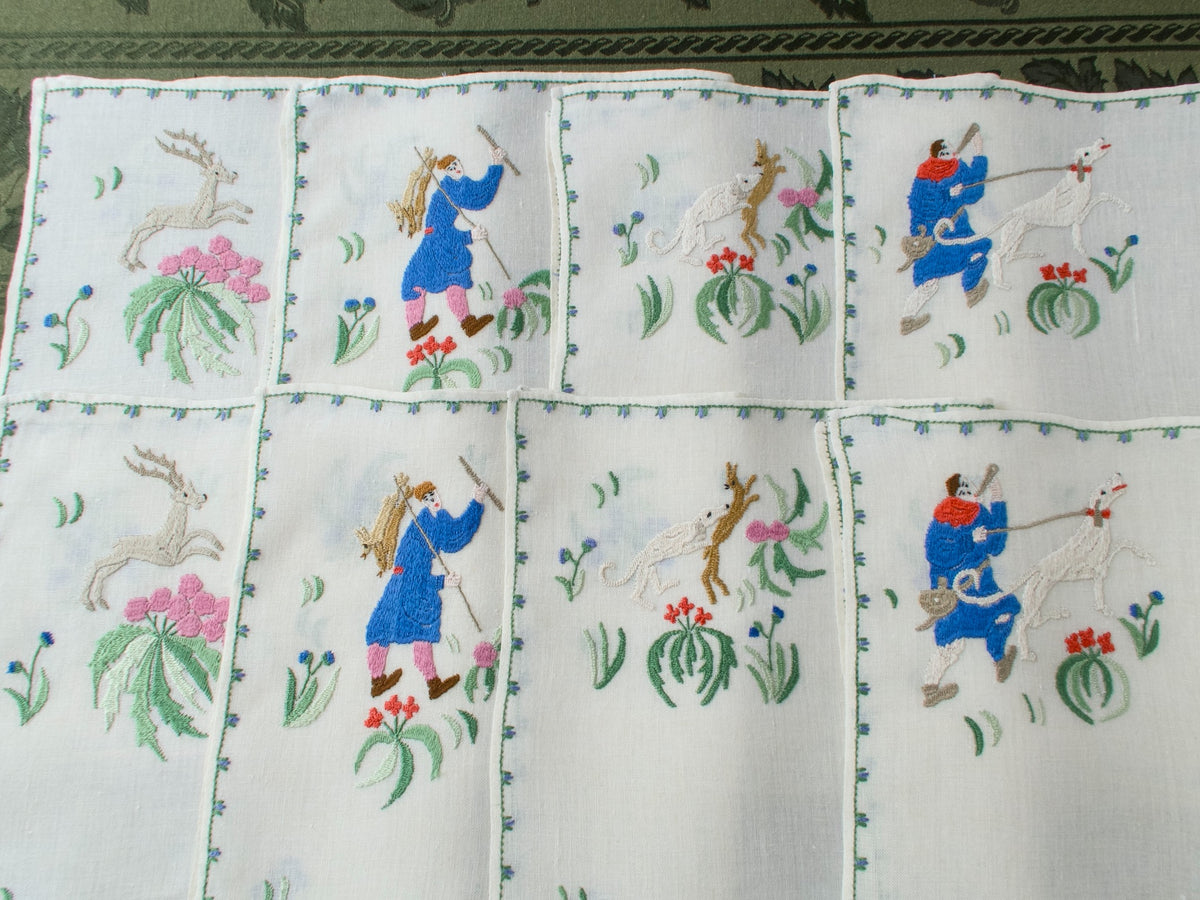 Vintage Rapisardi medieval hunt hand embroidered placemats
