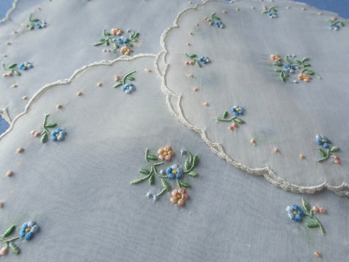 Dainty Flowers Vintage Madeira Cocktail Rounds Napkins, Set of 6