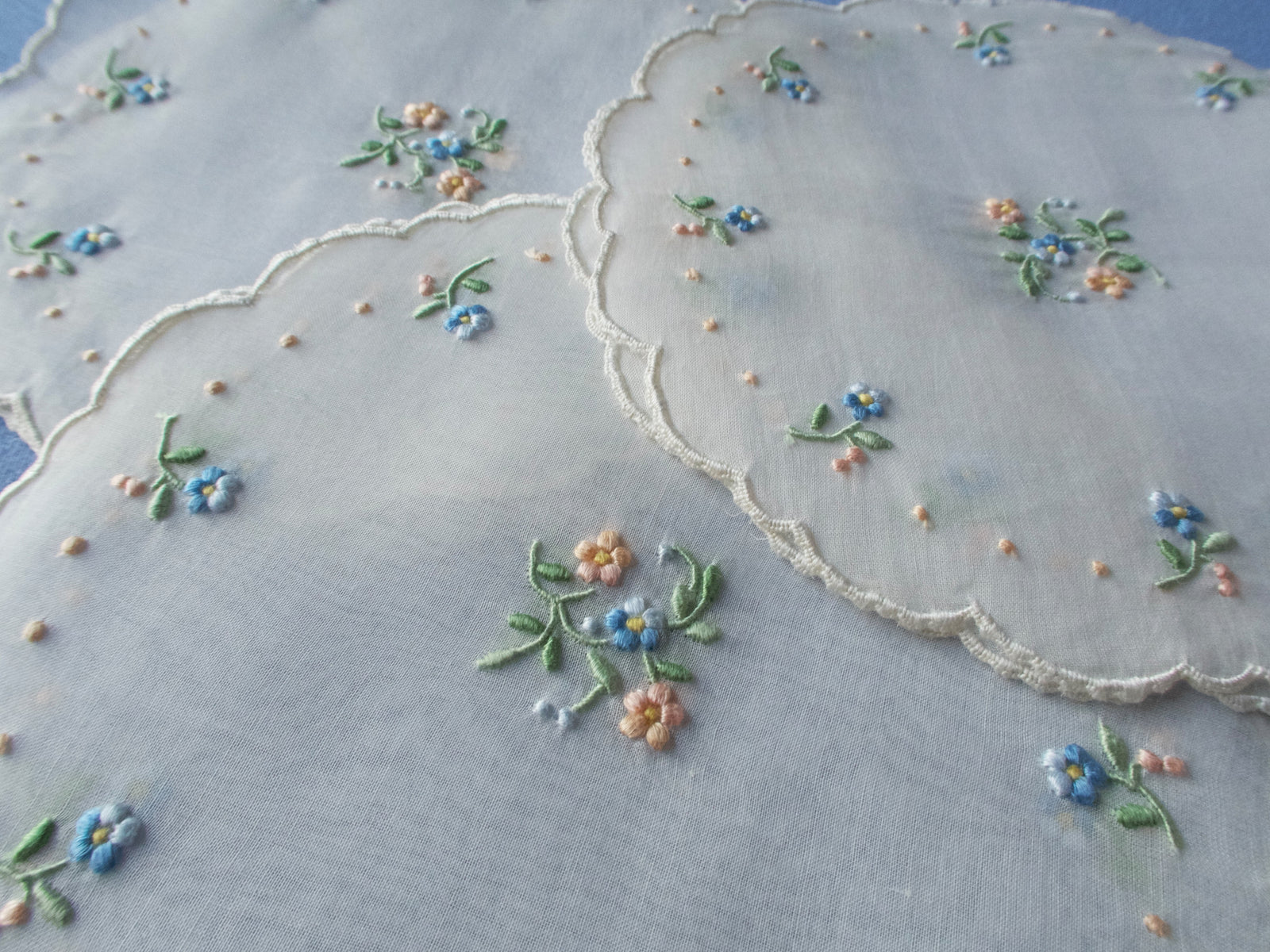 Dainty Flowers Vintage Madeira Cocktail Rounds Napkins, Set of 6