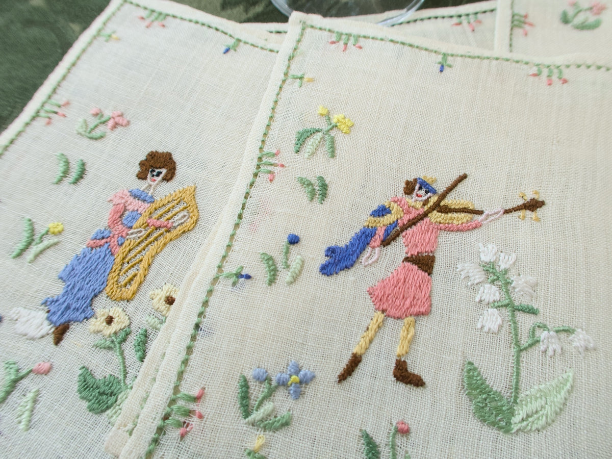 Medieval Musicians, Vintage Rapisardi Italian Cocktail Napkins, Set of 12