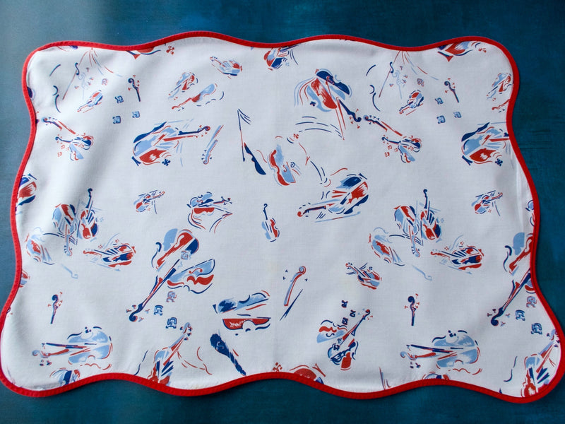 Lot De 2 Sets De Table D. Porthault – Vintage – Coton Blanc Motif Abstrait – Fabriqué En France