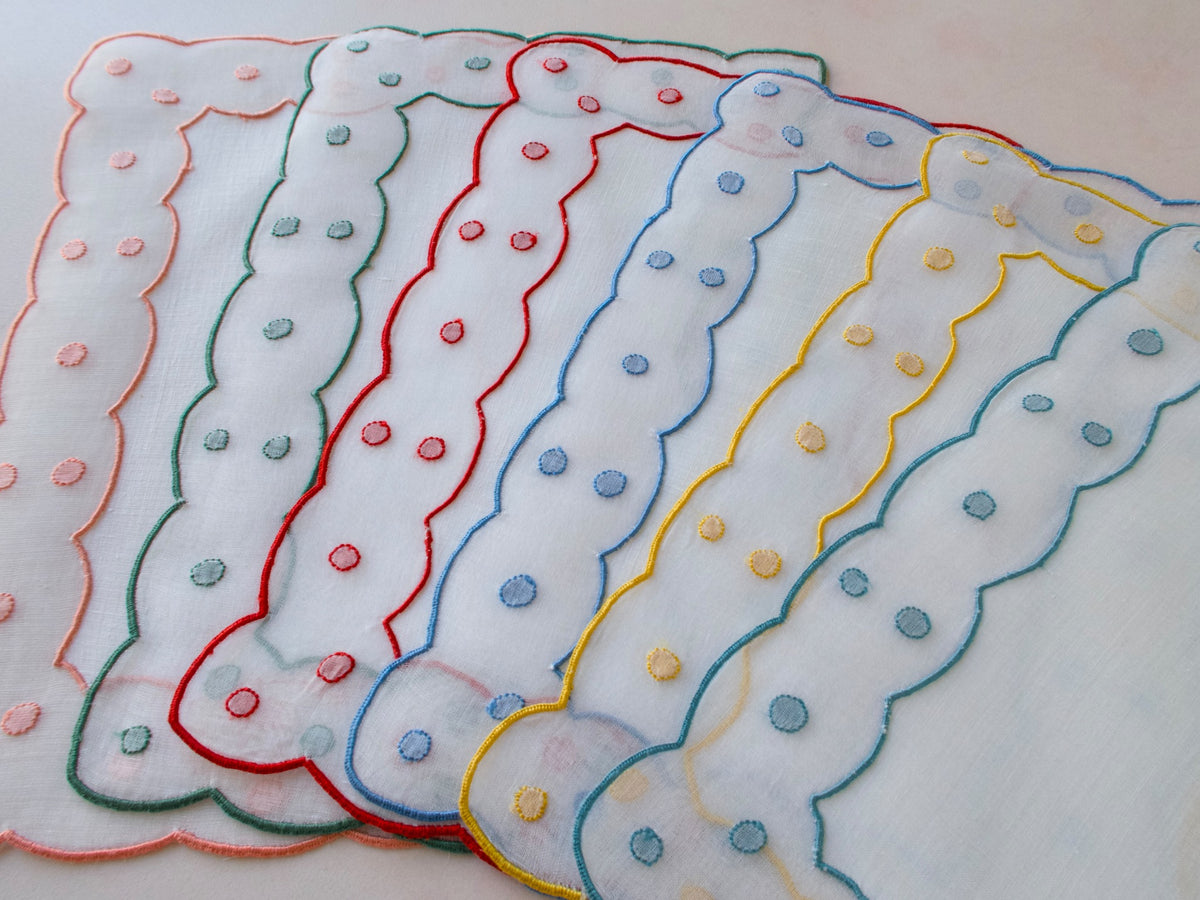 Polka Dot Parade Vintage Madeira Cocktail Napkins, Set of 6