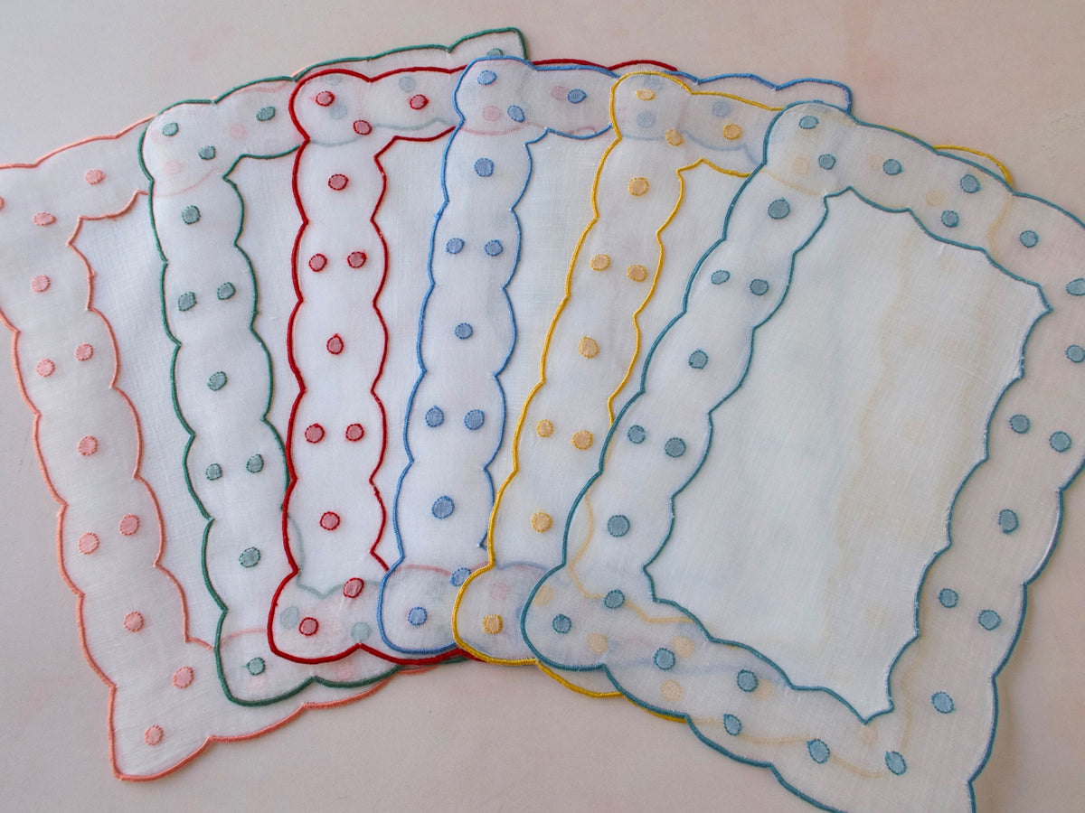 Polka Dot Parade Vintage Madeira Cocktail Napkins, Set of 6