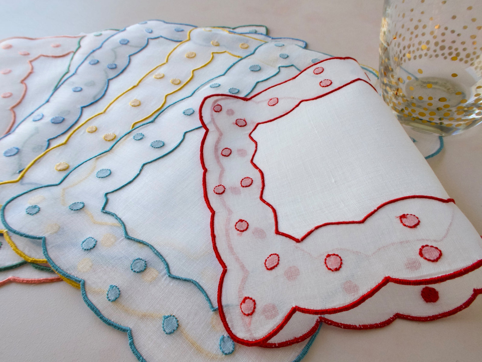 Polka Dot Parade Vintage Madeira Cocktail Napkins, Set of 6