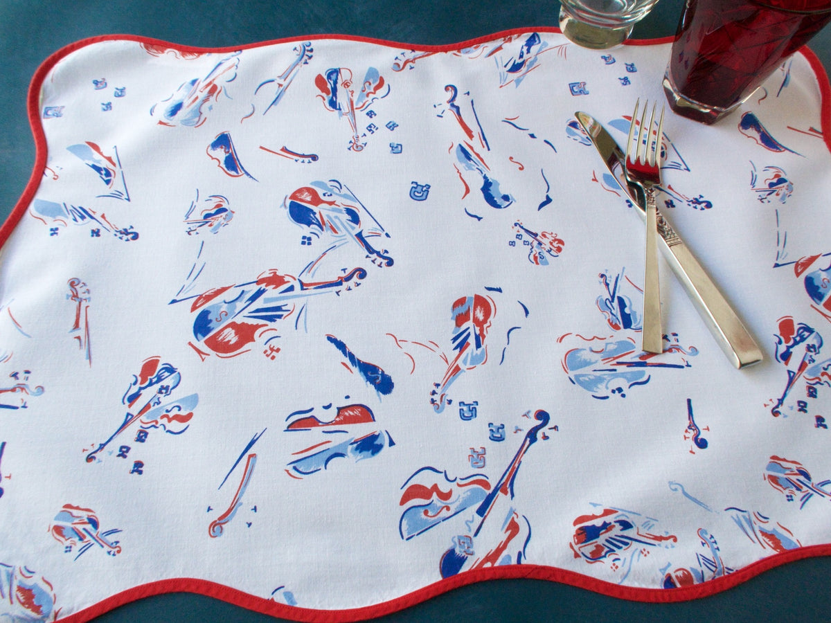 Arman Violins Vintage D Porthault Cotton Placemats, Set of 12